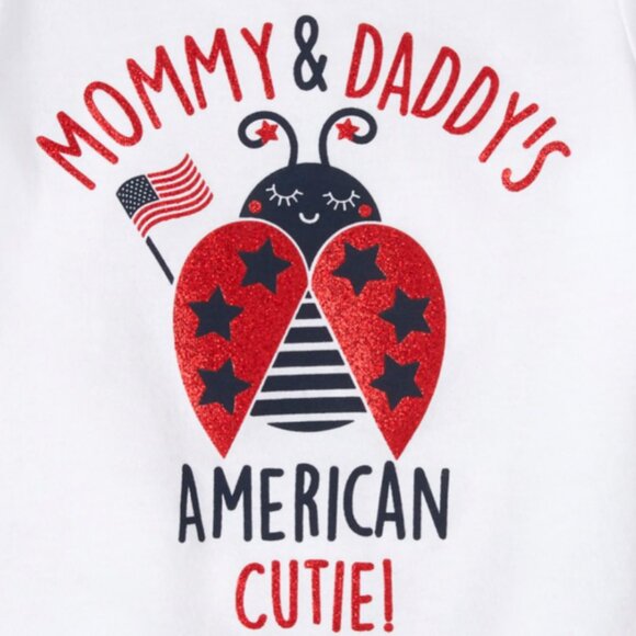 The Childrens Place Baby Girls American Cutie Graphic Bodysuit -White 18-24 mm - Picture 3 of 4